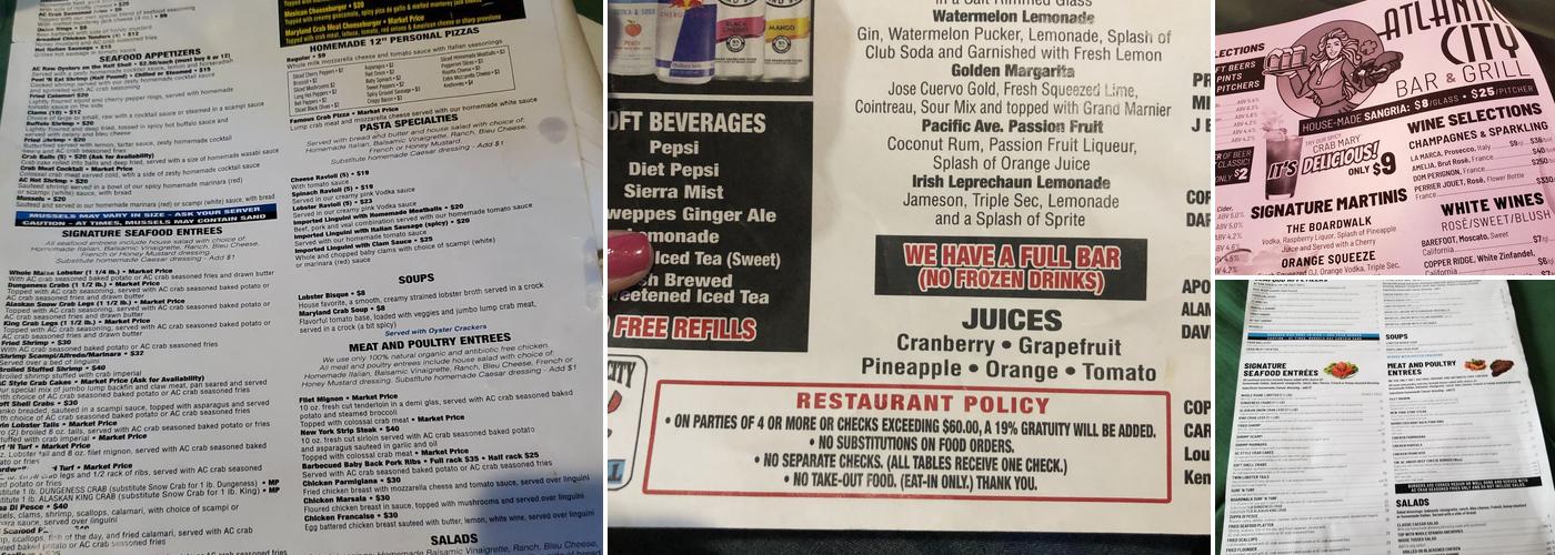 Atlantic City Bar & Grill Menu