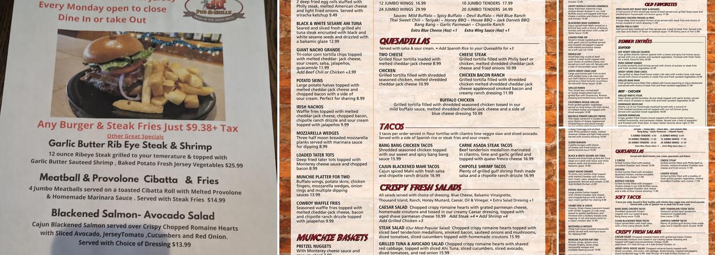 JD's Pub Menu