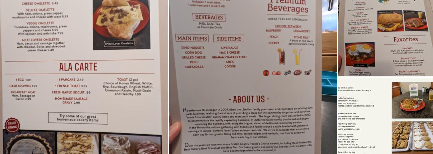 Hearthstone Oven Menu