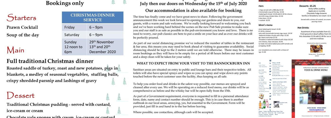 The Tartan Lounge and Bar Restaurant Menu