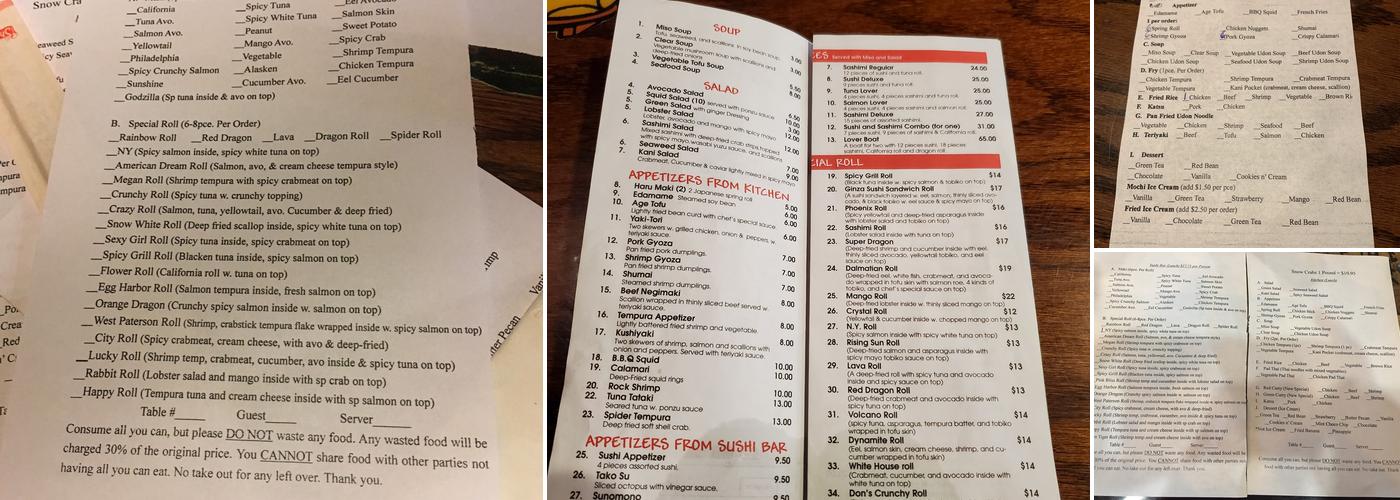 Ginza Japanese Steak Seafood & Sushi Bar Menu