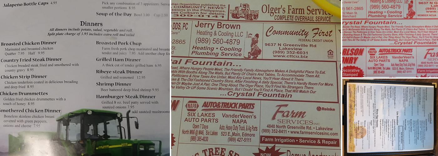 Crystal Fountain Restaurant Menu