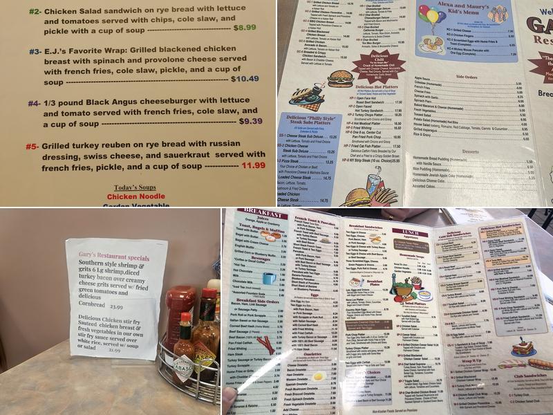 Gary's Restaurant Menu