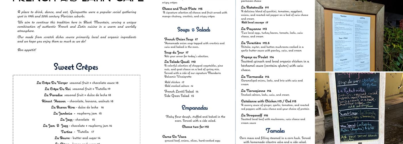 La Guinguette Menu