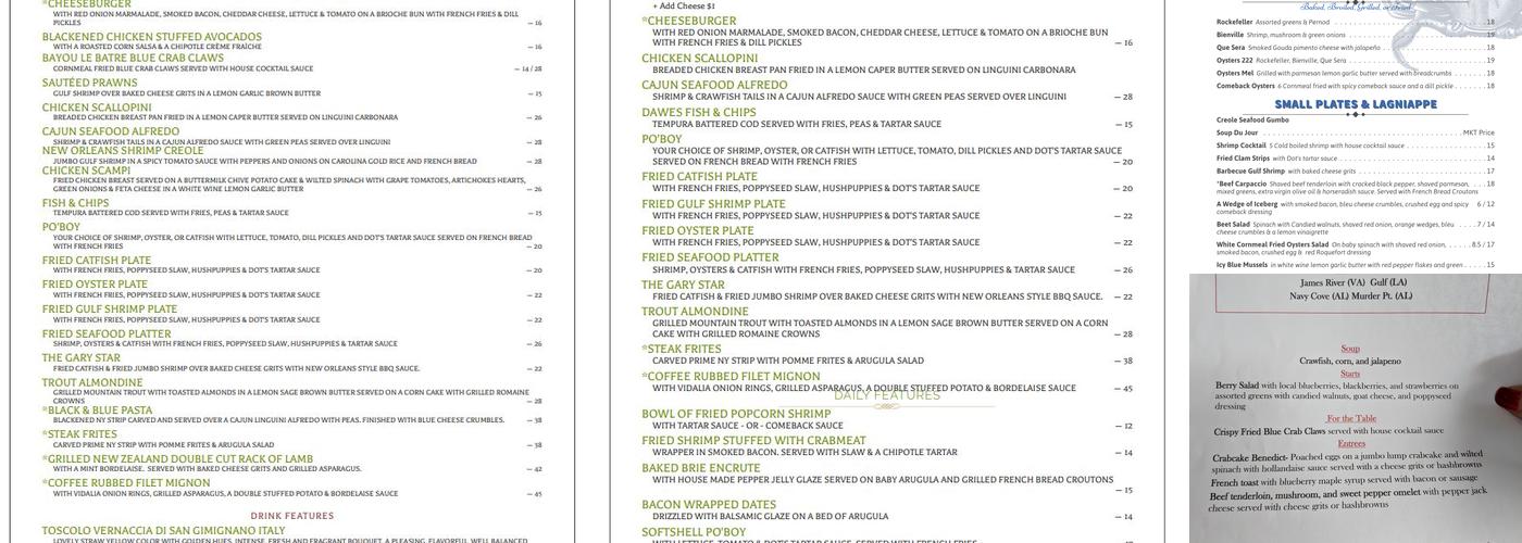 Que Sera Menu