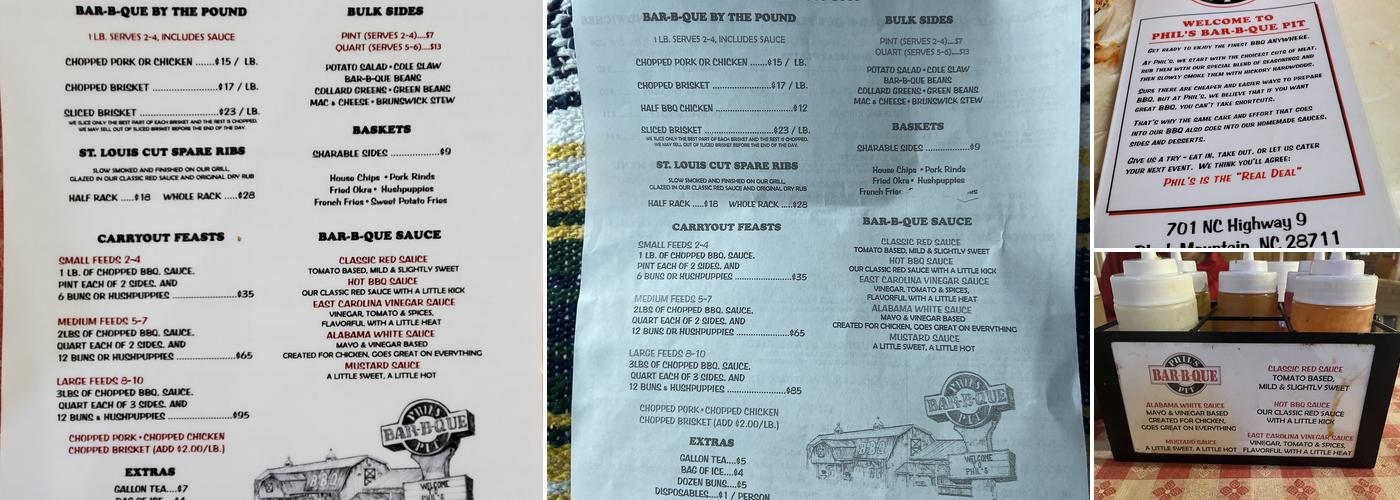 Phil's Bar-B-Que Pit Menu