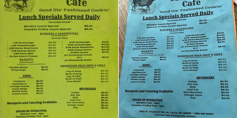 Cattle Run Cafe Menu