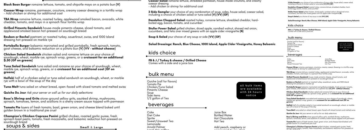 Dandelion Menu