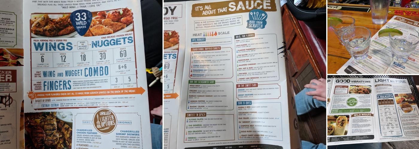 Wild Wing Cafe Menu