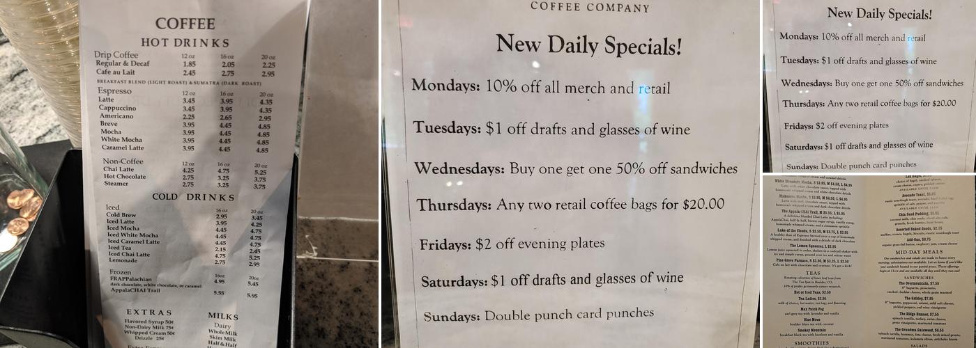 Southern Streams CoffeeHouse Menu