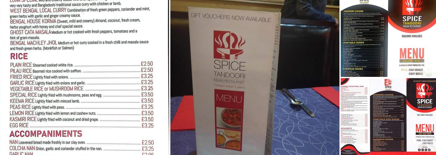 Spice Tandoori Menu