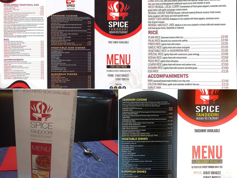 Spice Tandoori Menu