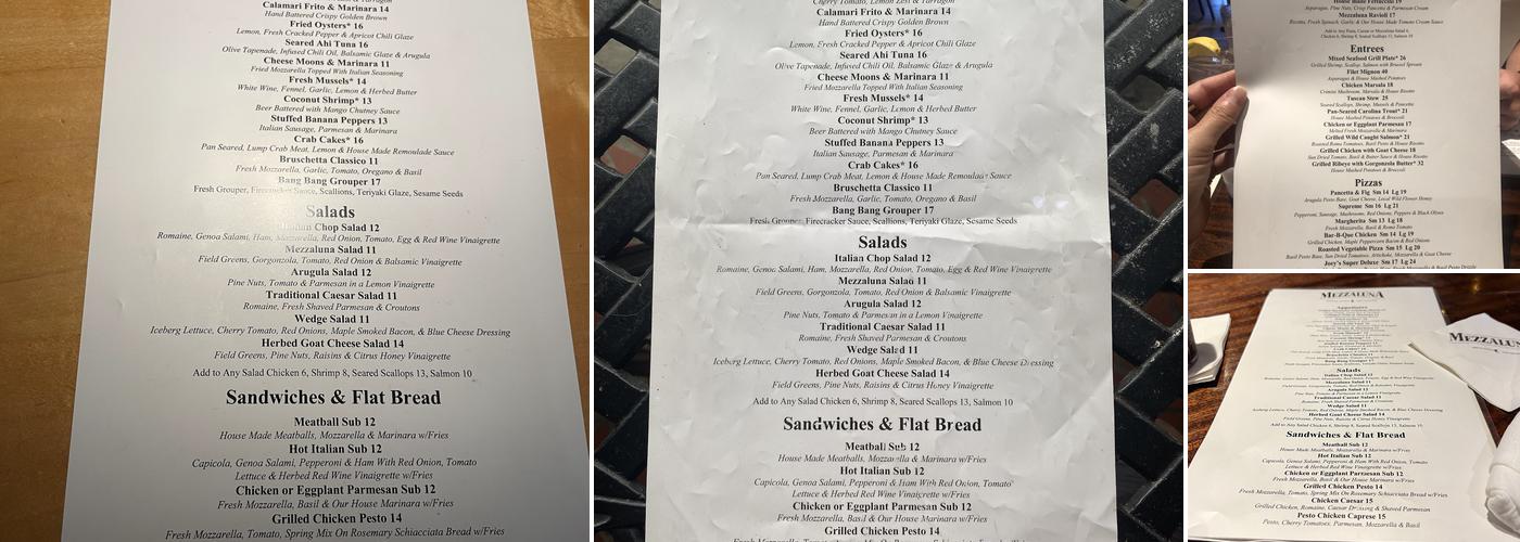 Mezzaluna Menu