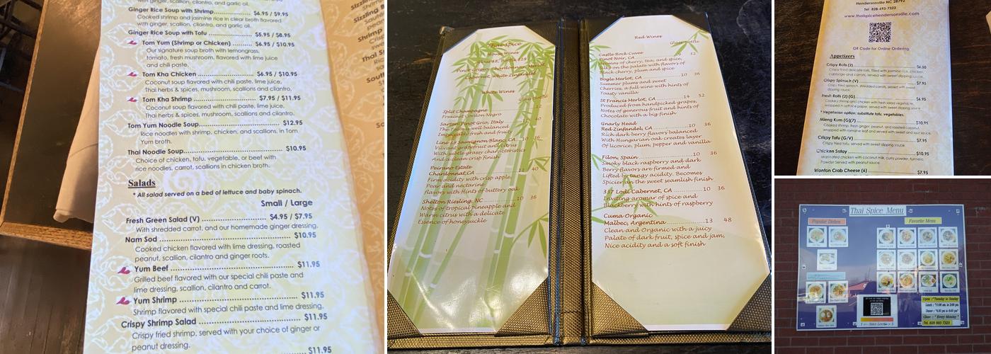 Thai Spice Menu