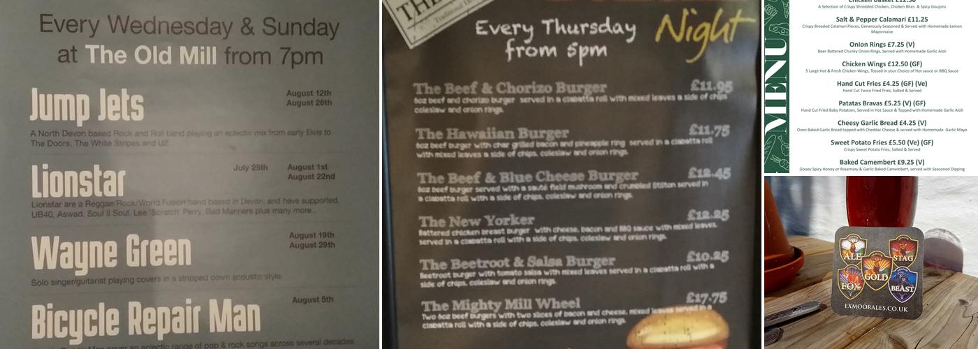 The Old Mill Pub Menu