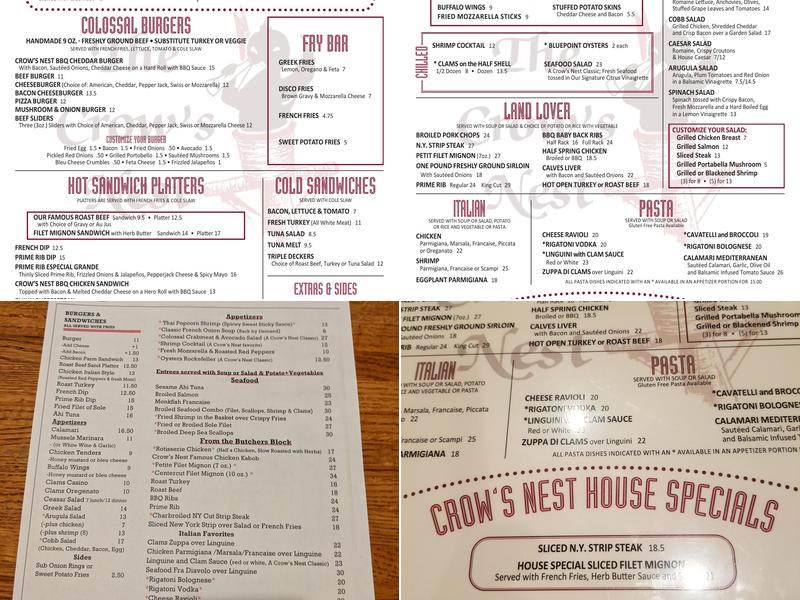 The Crow's Nest Menu