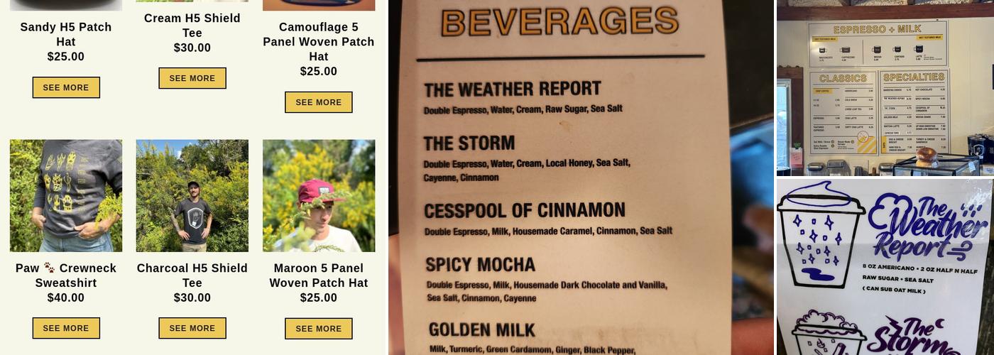 High Five Coffee Menu