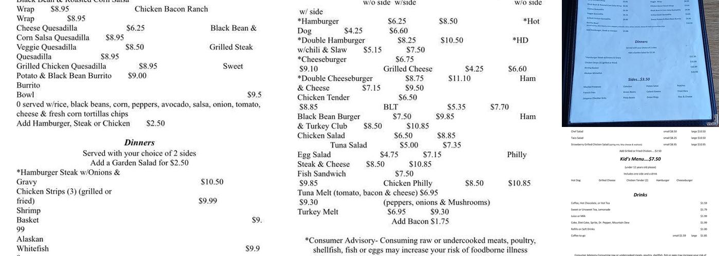 Marshall Main Street Cafe Menu