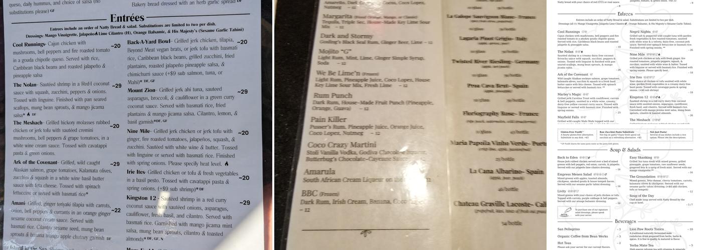 Nine Mile Menu