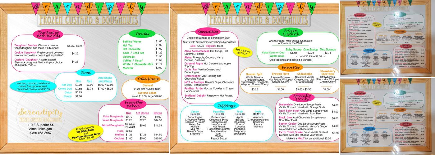 Serendipity Frozen Custard & Doughnuts Menu