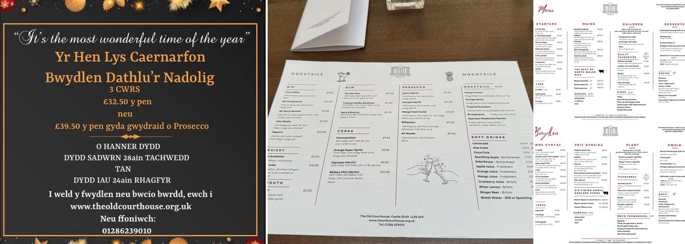 The Old Courthouse, Caernarfon Menu