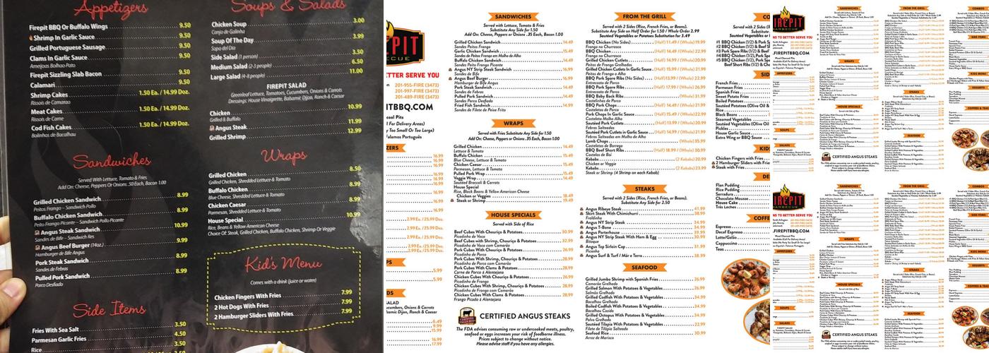 Fire Pit BBQ Menu