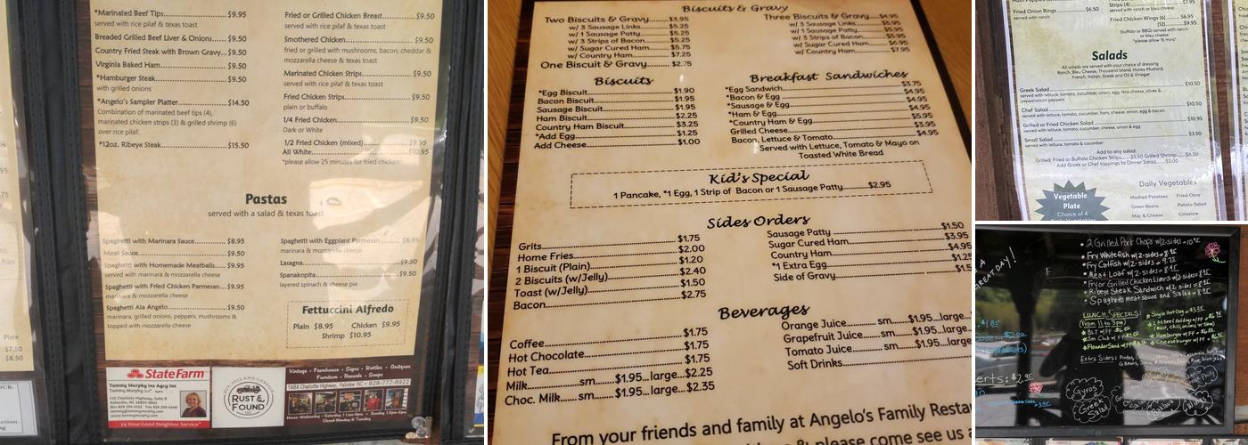 Angelo's Family Restaurant Menu
