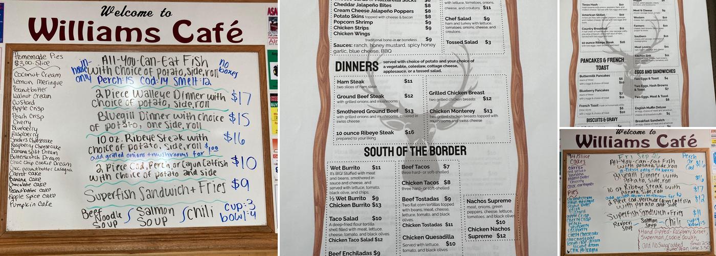 Williams Cafe Menu
