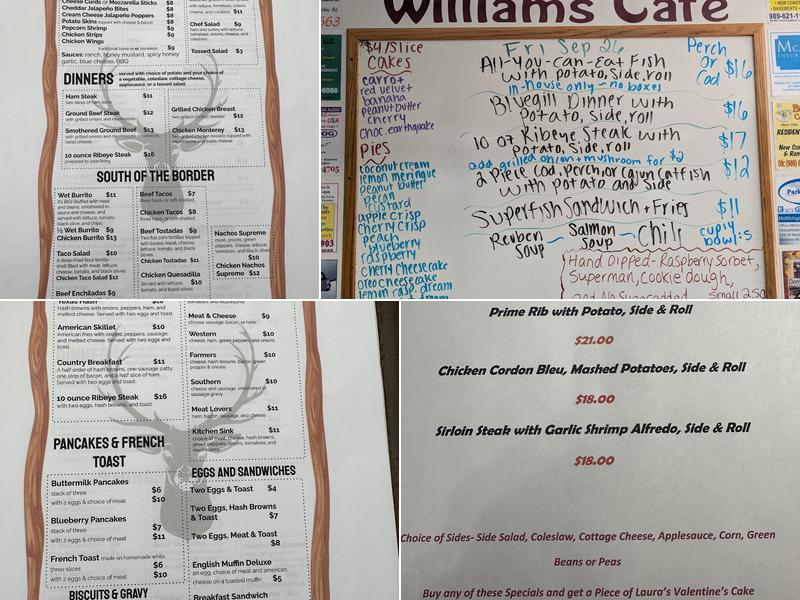 Williams Cafe Menu