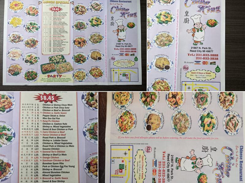 China King Menu