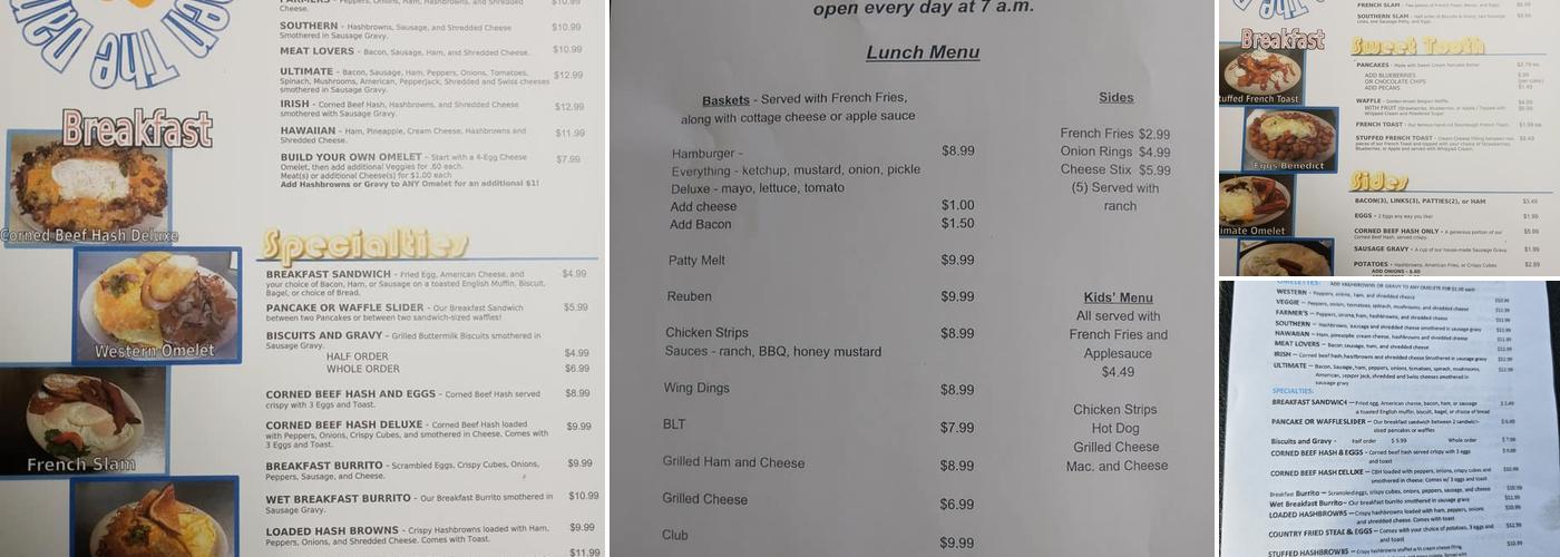 Diner Between The Dams Menu