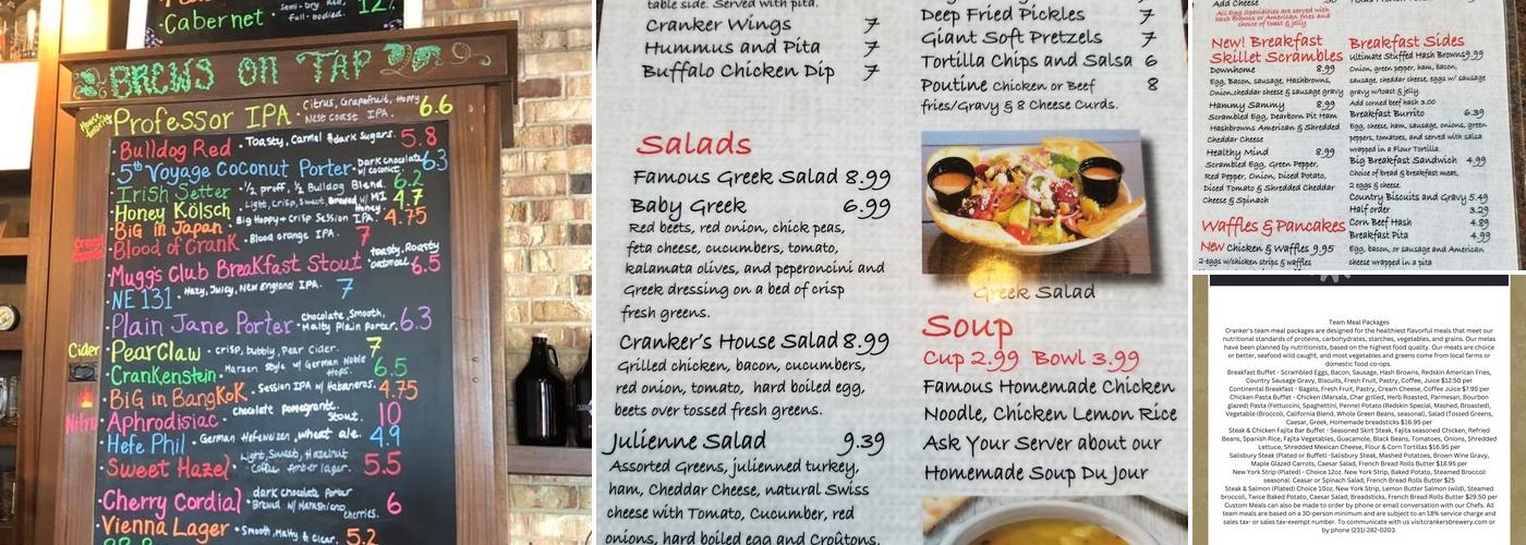 Cranker's Restaurant and Brewery Menu