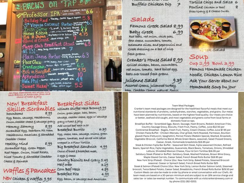 Cranker's Restaurant and Brewery Menu