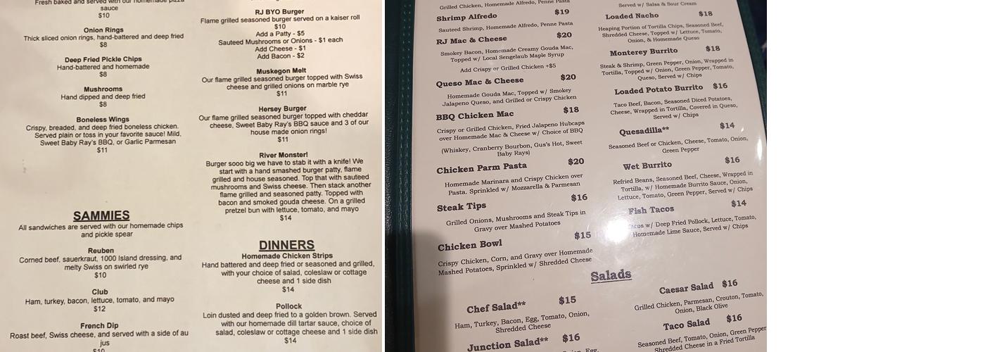 River Junction Menu