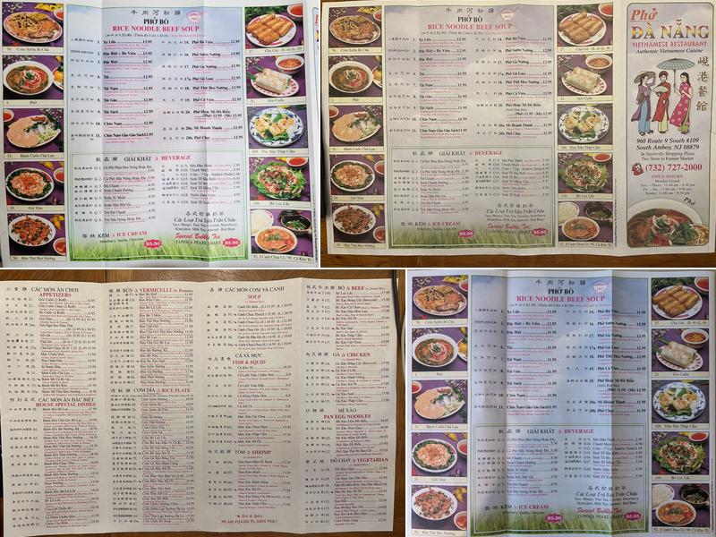 Pho Da Nang Menu