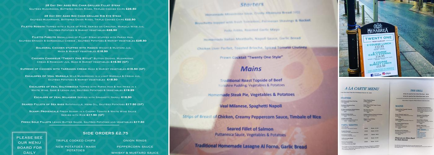 Twenty One Restaurant Menu