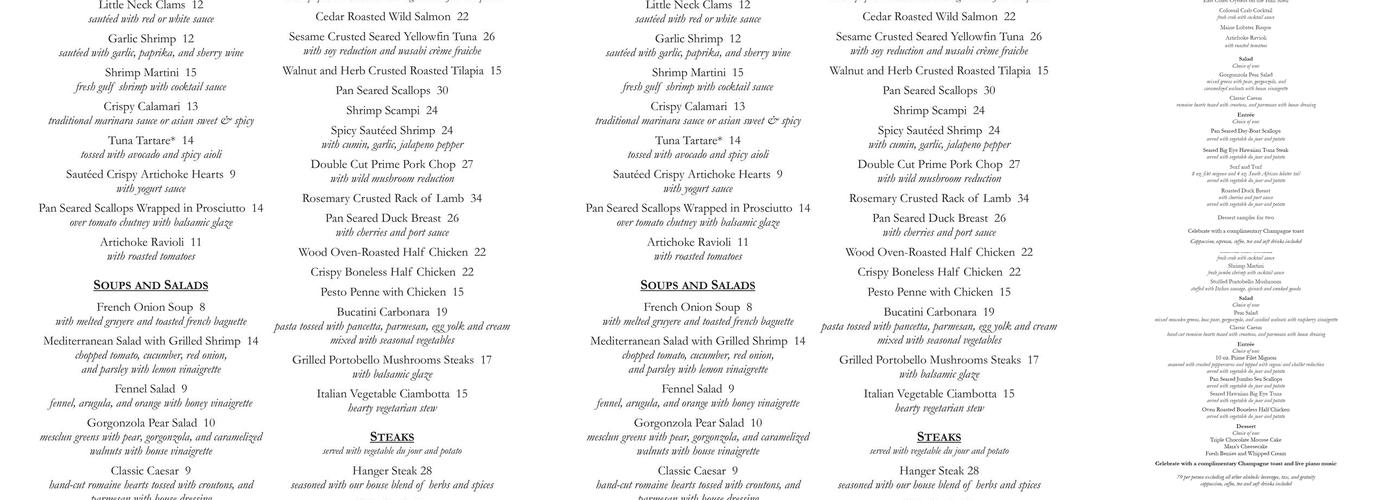 Mara's Continental Cuisine Menu