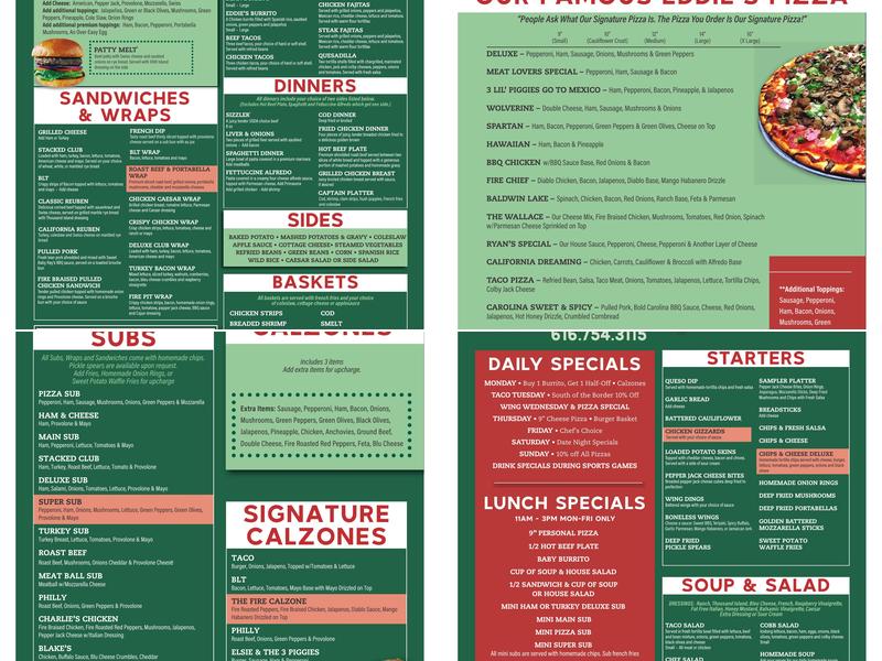 Eddie's Pizza Palace Menu