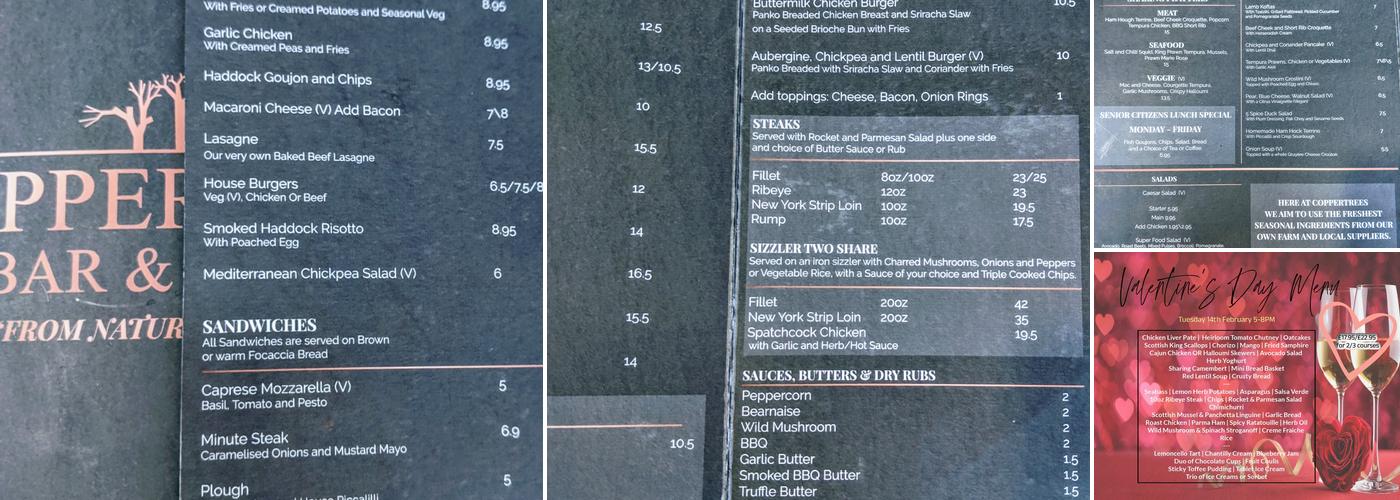 Coppertrees Bar & Grill Menu