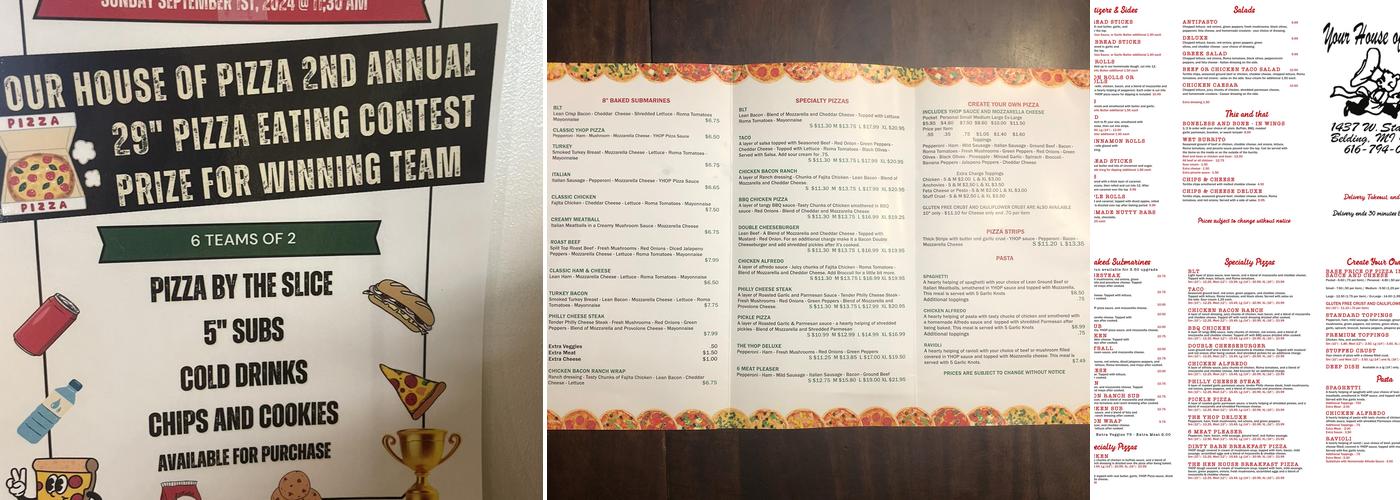 Your House of Pizza Menu