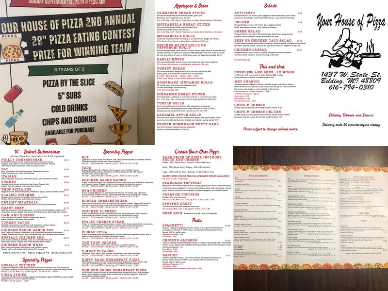 Your House of Pizza Menu
