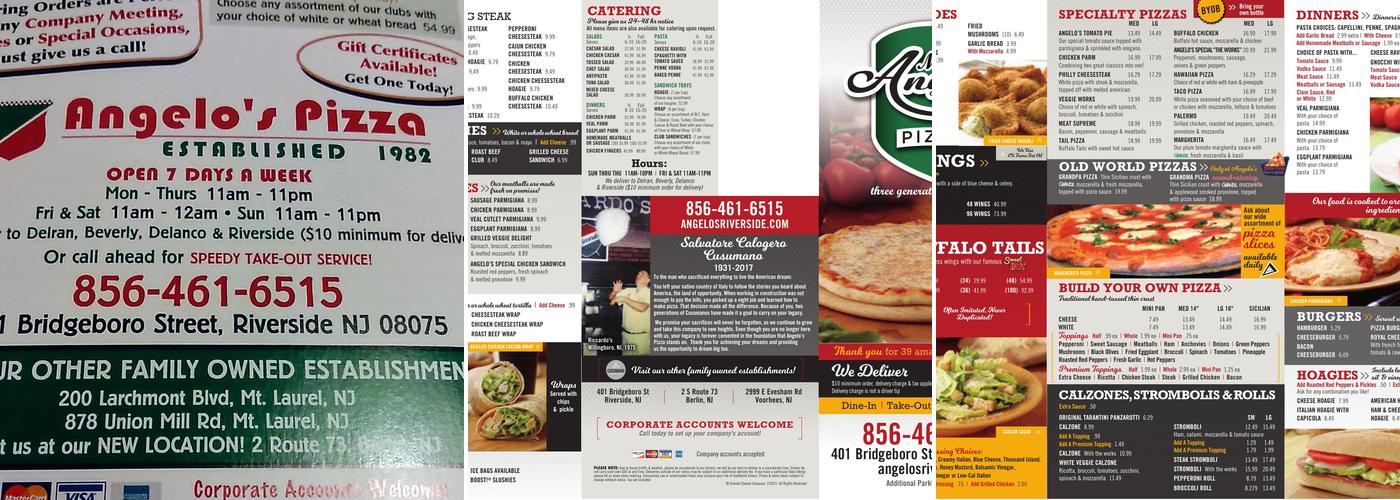 Angelo's Pizza Menu