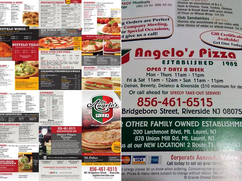 Angelo's Pizza Menu