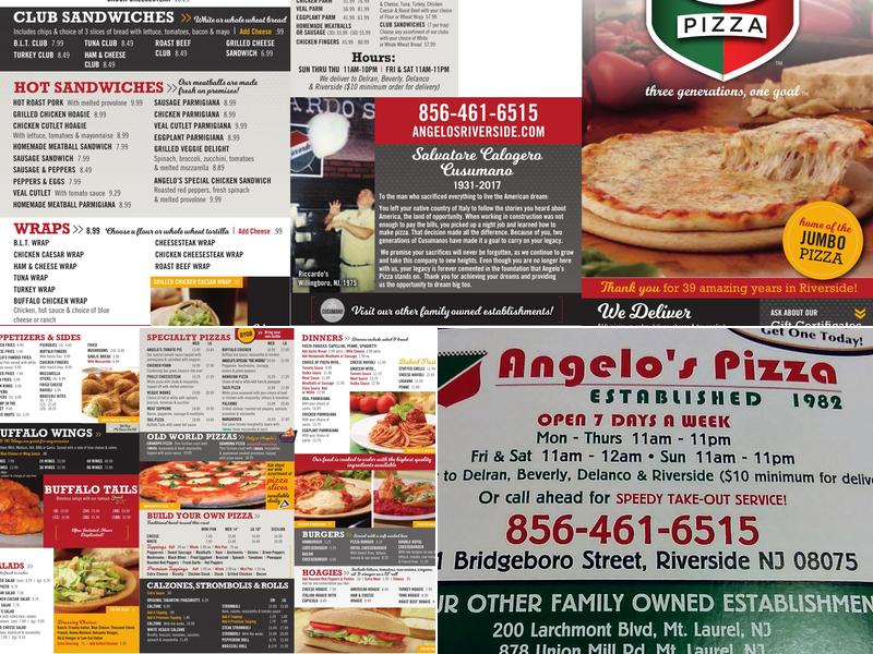Angelo's Pizza Menu
