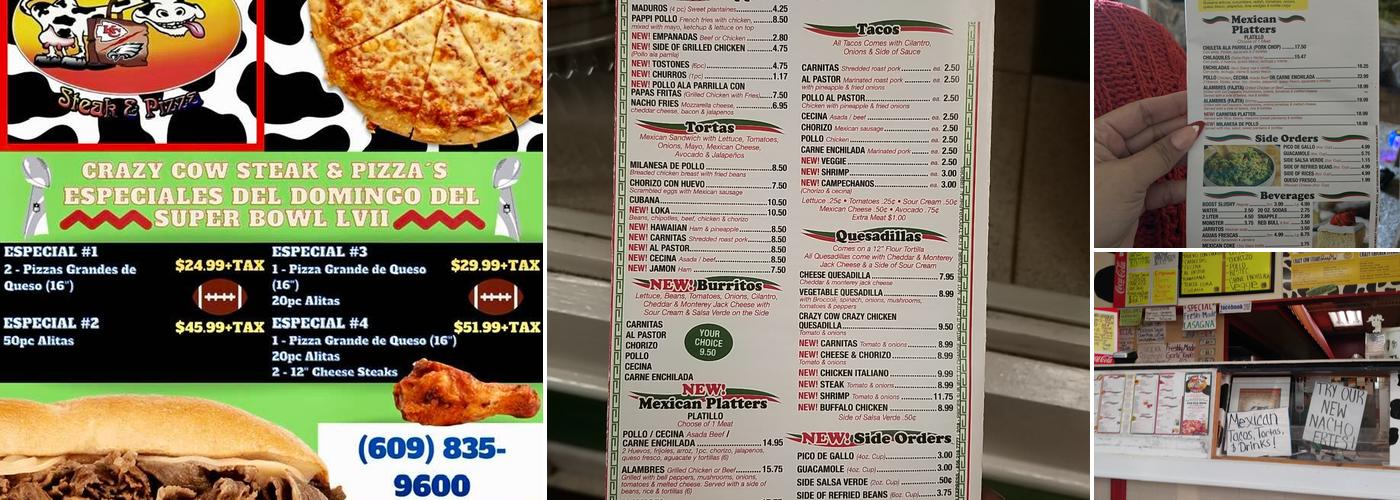 Crazy Cow Steak & Pizza Menu