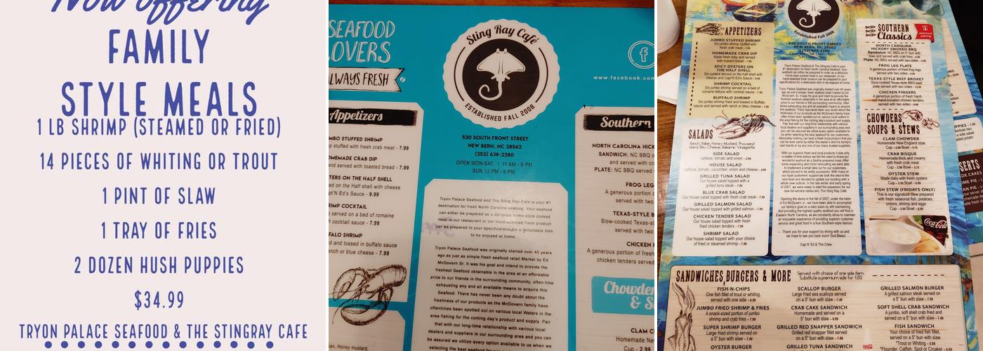 The Stingray Café Menu