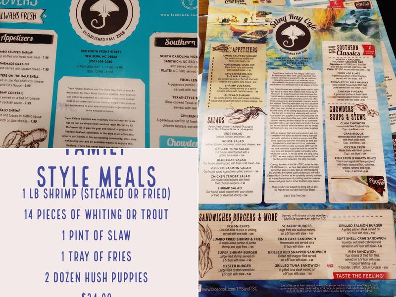 The Stingray Café Menu