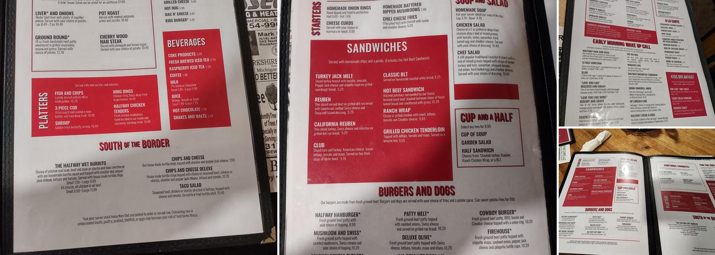 Halfway Diner Menu
