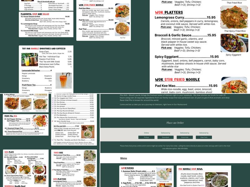 Pho Xinh - Mount Laurel Menu