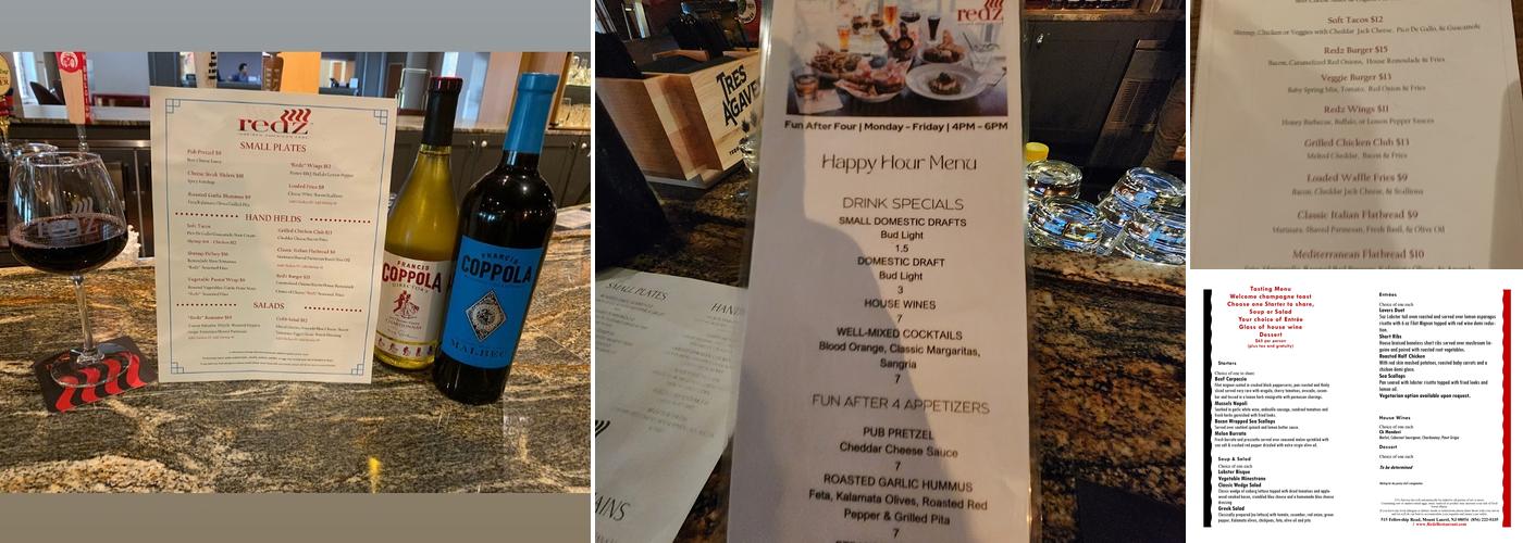 Redz Restaurant Menu